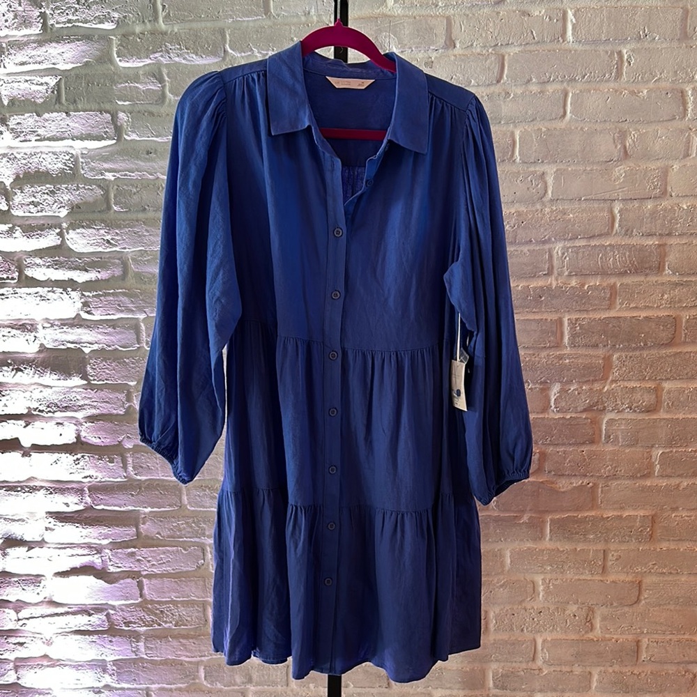 LC Lauren Conrad Royal Blue Tiered Long Sleeve Dress